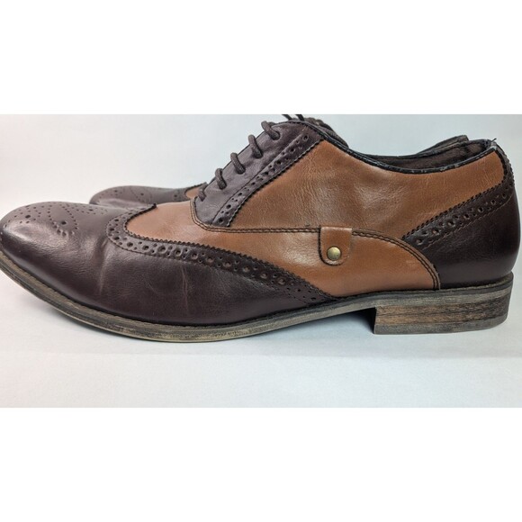 Steve Madden Mens Sz 13 Brown Leather Wingtip Oxford Dress Shoes Jetway - Picture 9 of 15